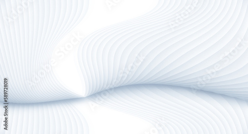 Abstract white background with wavy lines. White wavy lines texture texture background, 3d render illustration.