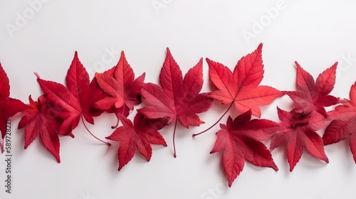 July 1st - Canada Day illustration with maple leaves on white wooden background, Generative ai