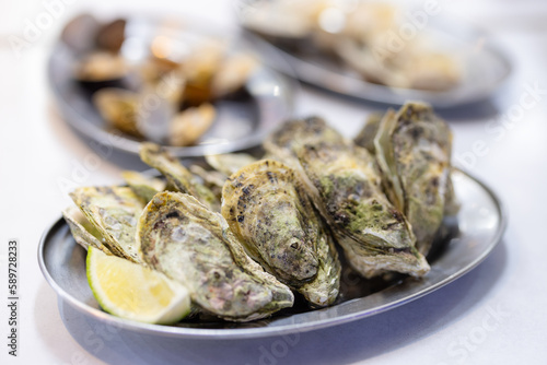 Dish of grill oyster seafood