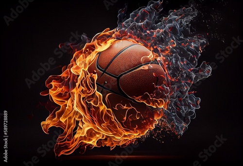Flaming Basketball. Generative AI © Aiden
