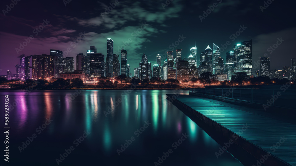Fototapeta premium city harbour at night