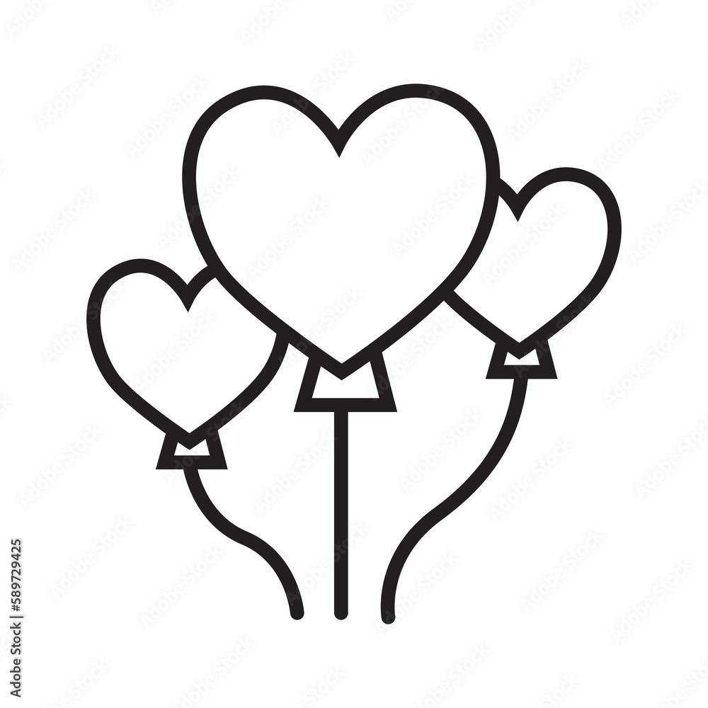 Heart ballon icon illustration with transparent background