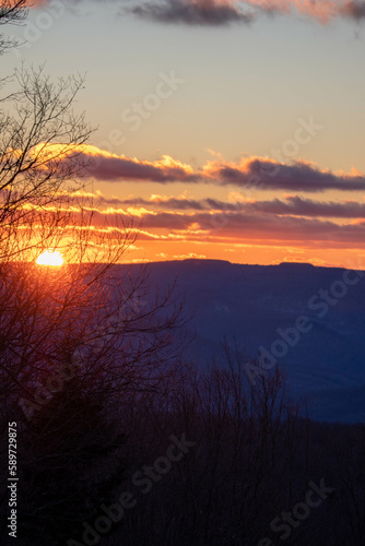 Telephoto View of West Virginia Mountains at Sunset