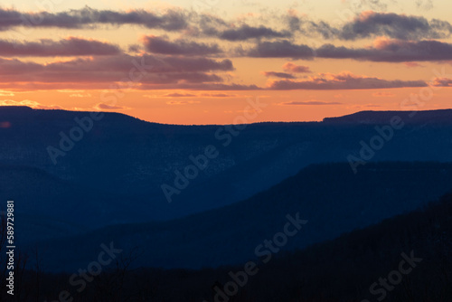 Telephoto View of West Virginia Mountains at Sunset