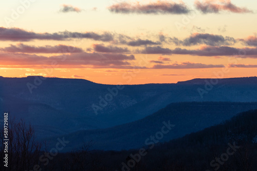 Fototapeta Naklejka Na Ścianę i Meble -  Telephoto View of West Virginia Mountains at Sunset
