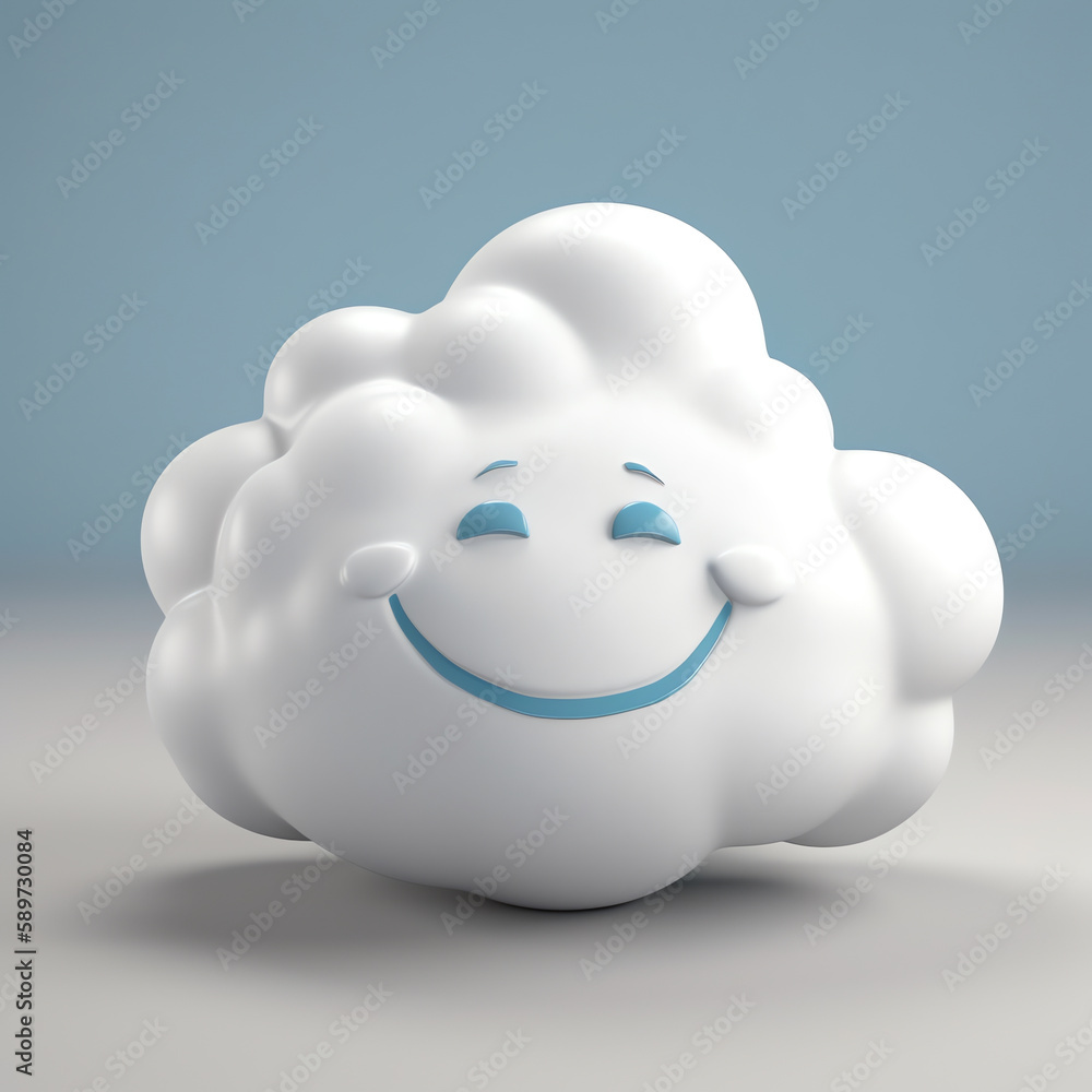 Obraz premium 3D model of a happy cloud, isolated object. generative AI