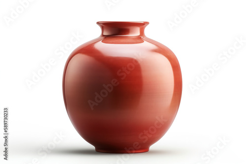 A beautiful red ceramic vase, isolated object. generative AI