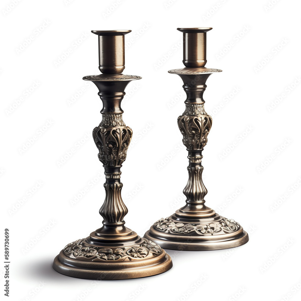 A pair of candlesticks, isolated object. generative AI
