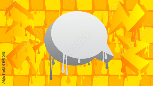 Speech Bubble Graffiti Background. Colorful Urban painting style backdrop. Abstract discussion symbol in modern dirty street art decoration.