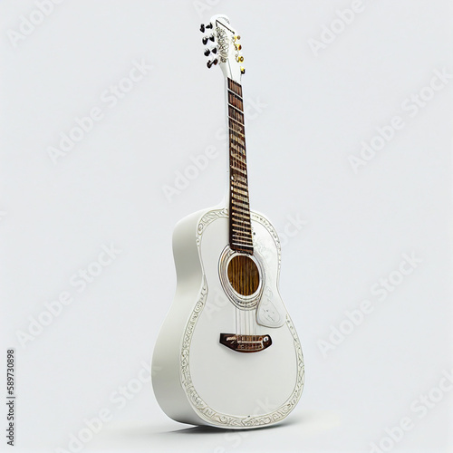 This stunning classical guitar. on white background, Generative Ai
