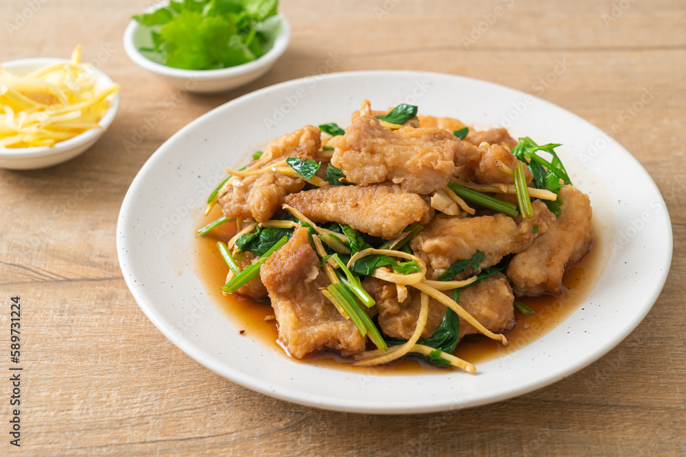 Stir Fried Fish with Chinese Celery Stir Fried Fish with Chinese Celery