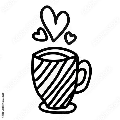 Cup of coffee icon illustration with transparent background