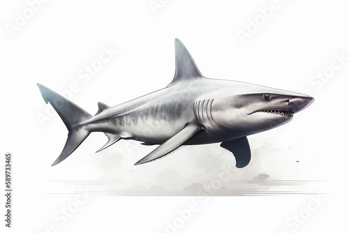 shark illustration on white background. Generative AI