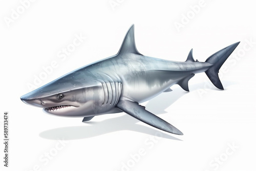 shark illustration on white background. Generative AI © KORJUDZ