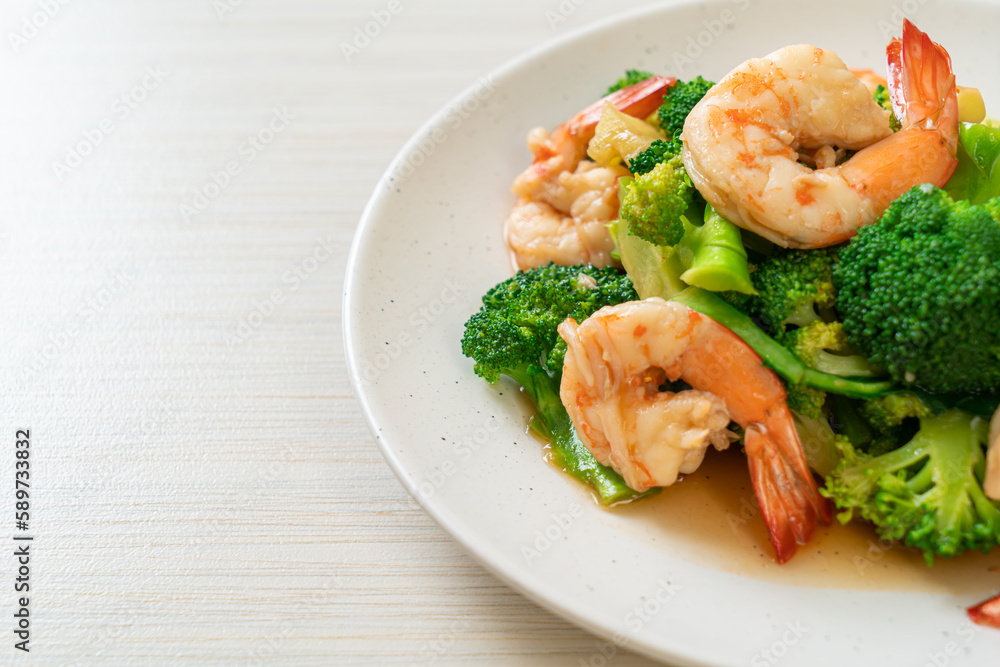 stir-fried broccoli with shrimps stir-fried broccoli with shrimps