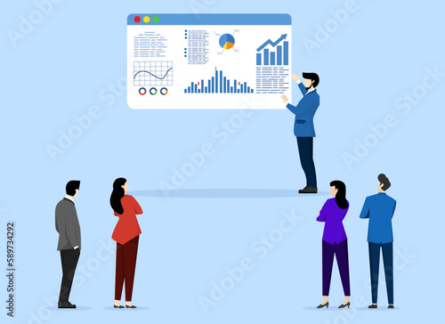 meeting or briefing concept, Staff training, seminar or workshop to learn new skills, training or team discussion, business course, smart entrepreneur training with presentation to company employees.
