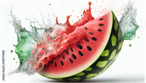 illustration watermelon mixed with water. Generative AI