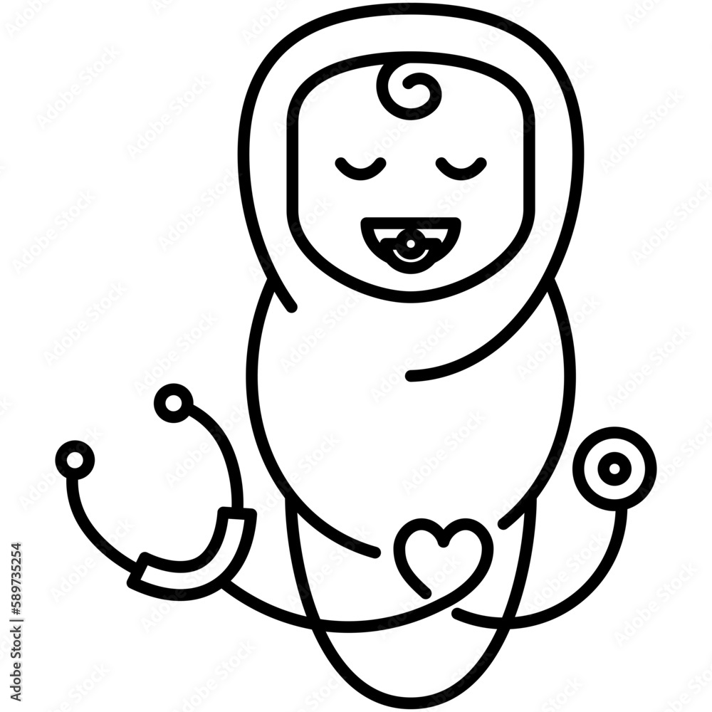 Pediatrics Icon, Line Icon Style, Children Health Care Symbol Vector Stock.