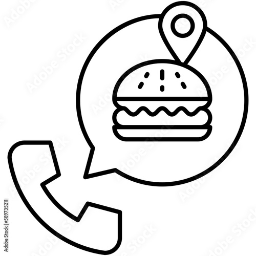 food order icon, line icon style, online meal service symbol vector stock.