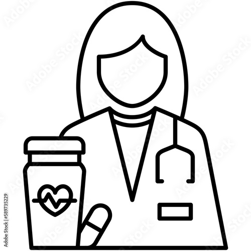 cardiologist icon, line icon style, heart doctor stethoscope symbol vector stock.