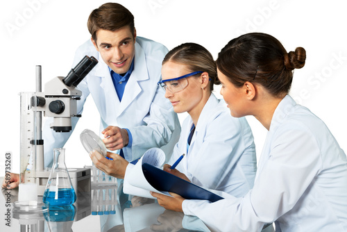 Group of the scientists working at the laboratory