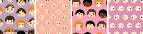 Feminine look, abstract personage, mascot design, funny face, cute icon