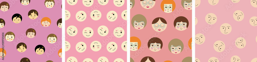Feminine look, abstract personage, mascot design, funny face, cute icon Feminine look, abstract personage, mascot design, funny face, cute icon