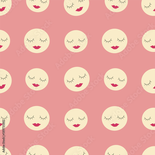 Feminine look, abstract personage, mascot design, funny face, cute icon