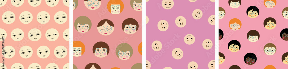 Feminine look, abstract personage, mascot design, funny face, cute icon Feminine look, abstract personage, mascot design, funny face, cute icon