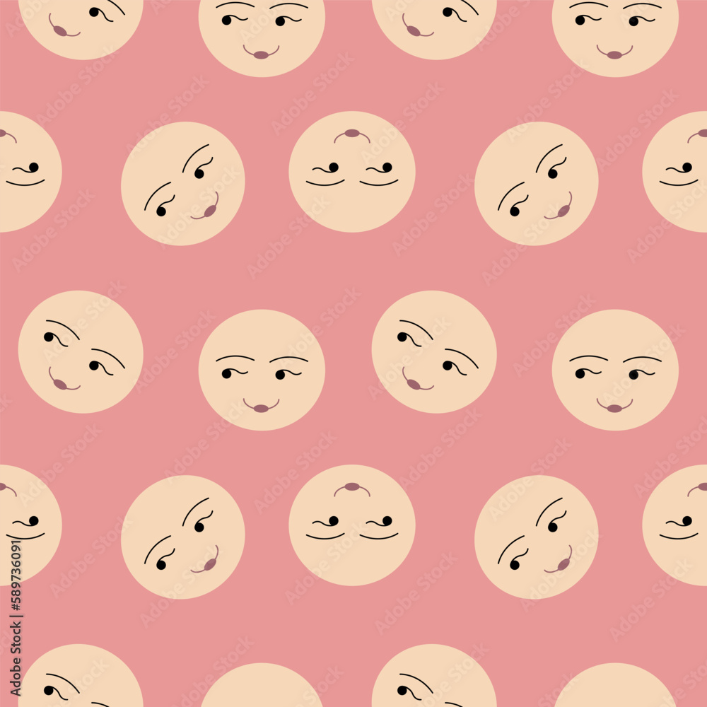 Feminine look, abstract personage, mascot design, funny face, cute icon Feminine look, abstract personage, mascot design, funny face, cute icon