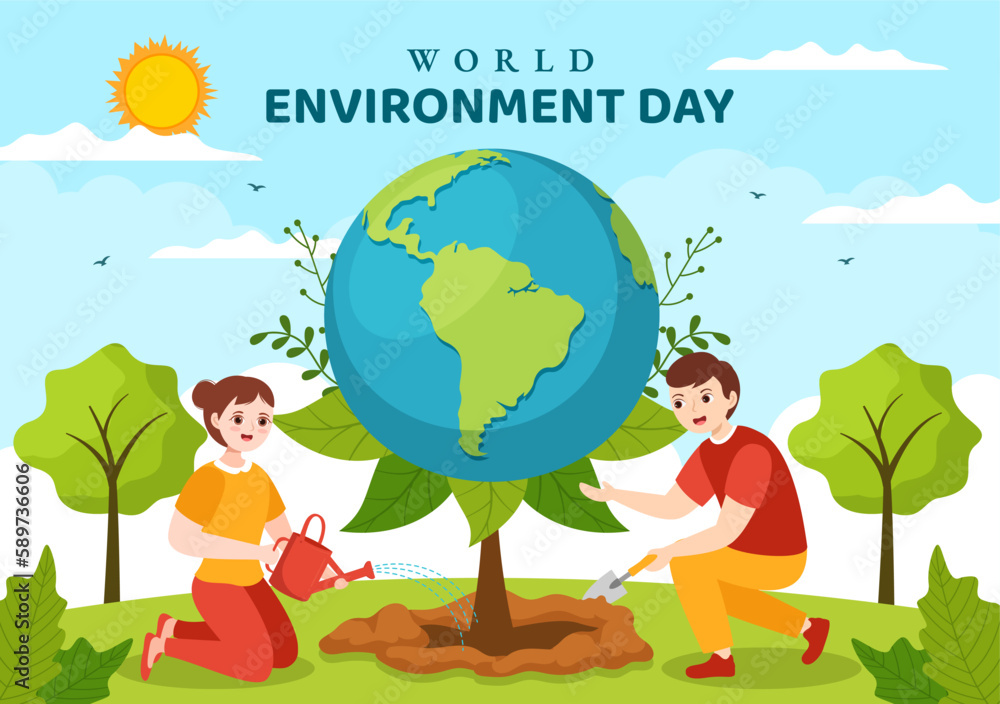 World Environment Day Illustration with Green Tree and Animals in Forest for Save the Planet or Taking Care of the Earth in Hand Drawn Templates World Environment Day Illustration with Green Tree and Animals in Forest for Save the Planet or Taking Care of the Earth in Hand Drawn Templates