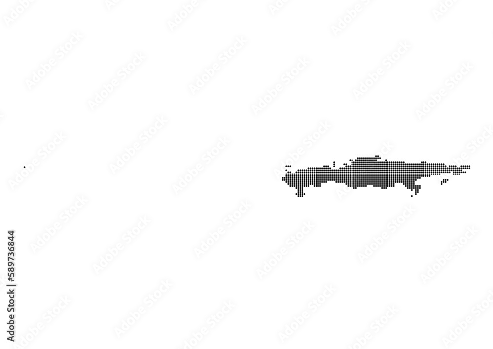An abstract representation of Russia,Russia map made using a mosaic of black dots. Illlustration suitable for digital editing and large size prints. 