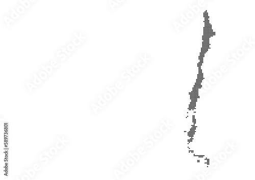 An abstract representation of Chile,Chile map made using a mosaic of black dots. Illlustration suitable for digital editing and large size prints. 