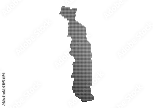 An abstract representation of Togo,Togo map made using a mosaic of black dots. Illlustration suitable for digital editing and large size prints. 