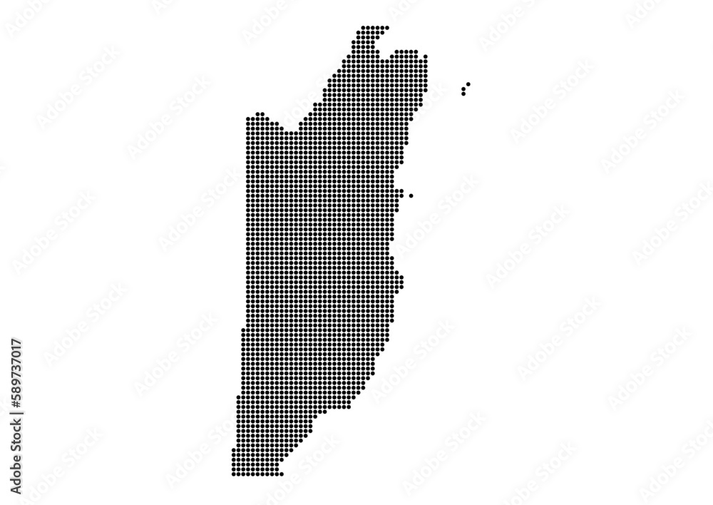 An abstract representation of Belize,Belize map made using a mosaic of black dots. Illlustration suitable for digital editing and large size prints. 