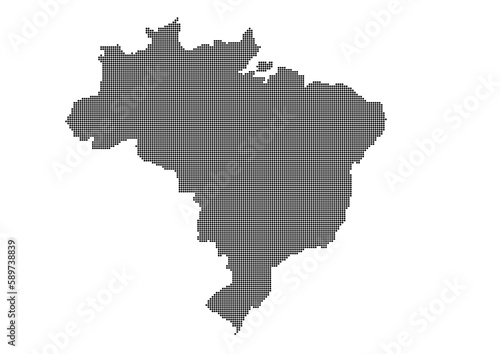 An abstract representation of Brazil,Brazil map made using a mosaic of black dots. Illlustration suitable for digital editing and large size prints. 