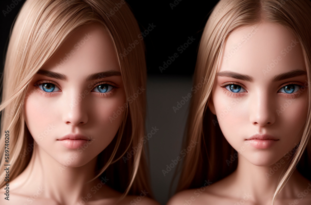 Beautiful twin girls. Generative AI. Beautiful twin girls. Generative AI.