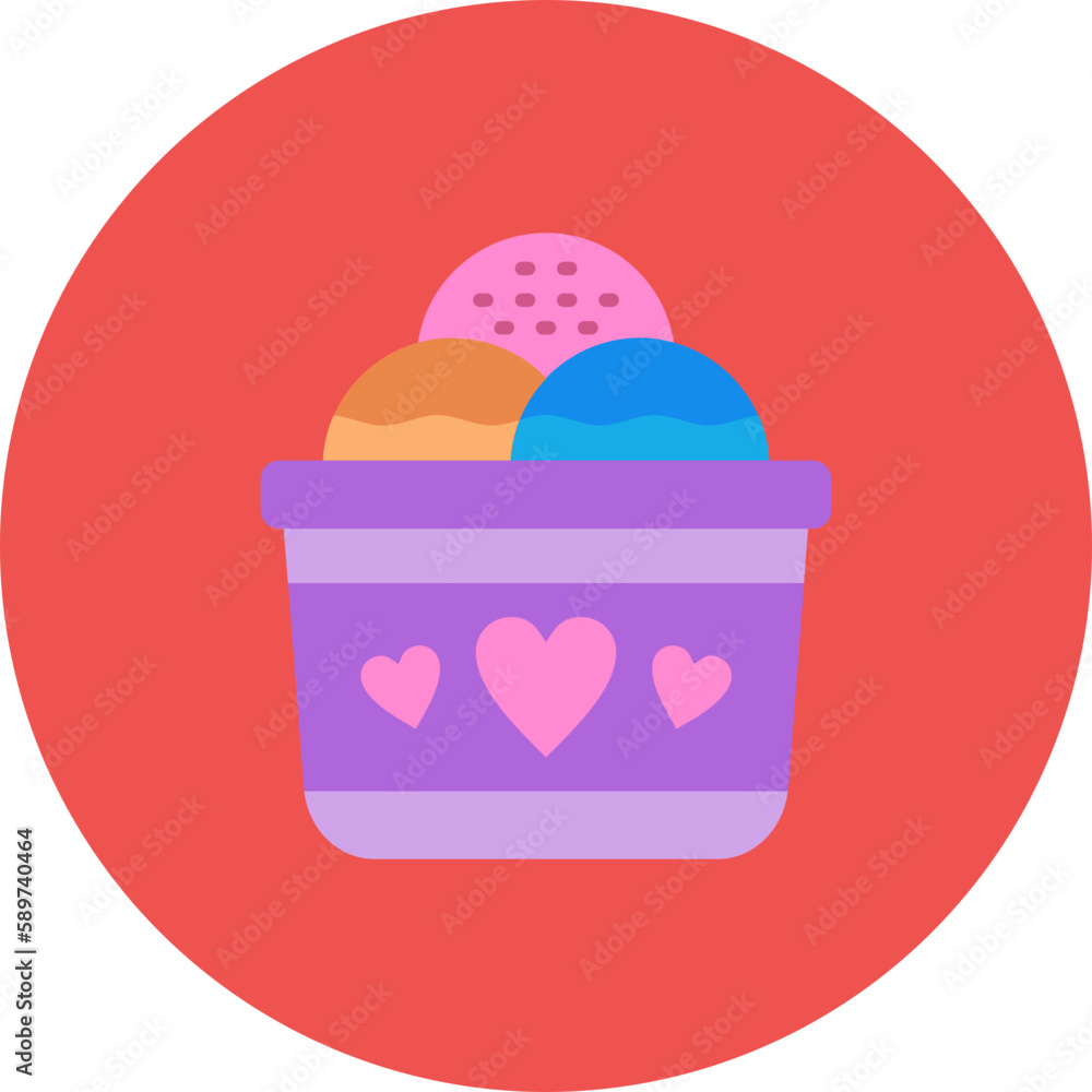 Ice Cream Multicolor Circle Flat Icon Ice Cream Multicolor Circle Flat Icon
