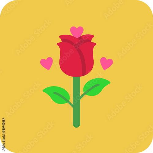 Rose Multicolor Round Corner Flat Icon