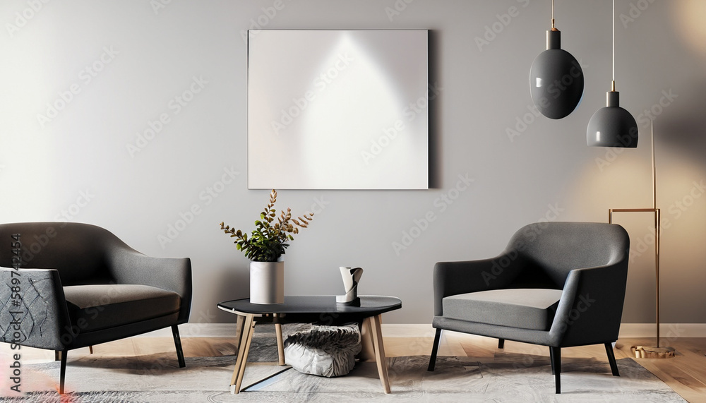 Living room minimalist interior with gray chair figura, mock up minimalist 1 Living room minimalist interior with gray chair figura, mock up minimalist 1