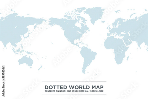 アメリカ大陸を中心としたドットの世界地図、中サイズ