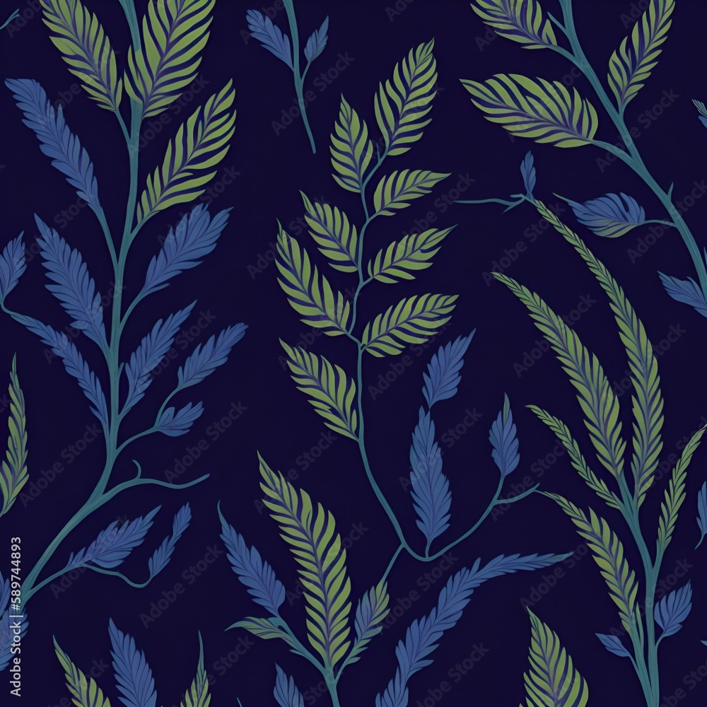 pattern with flowers and leaves Generative AI pattern with flowers and leaves Generative AI