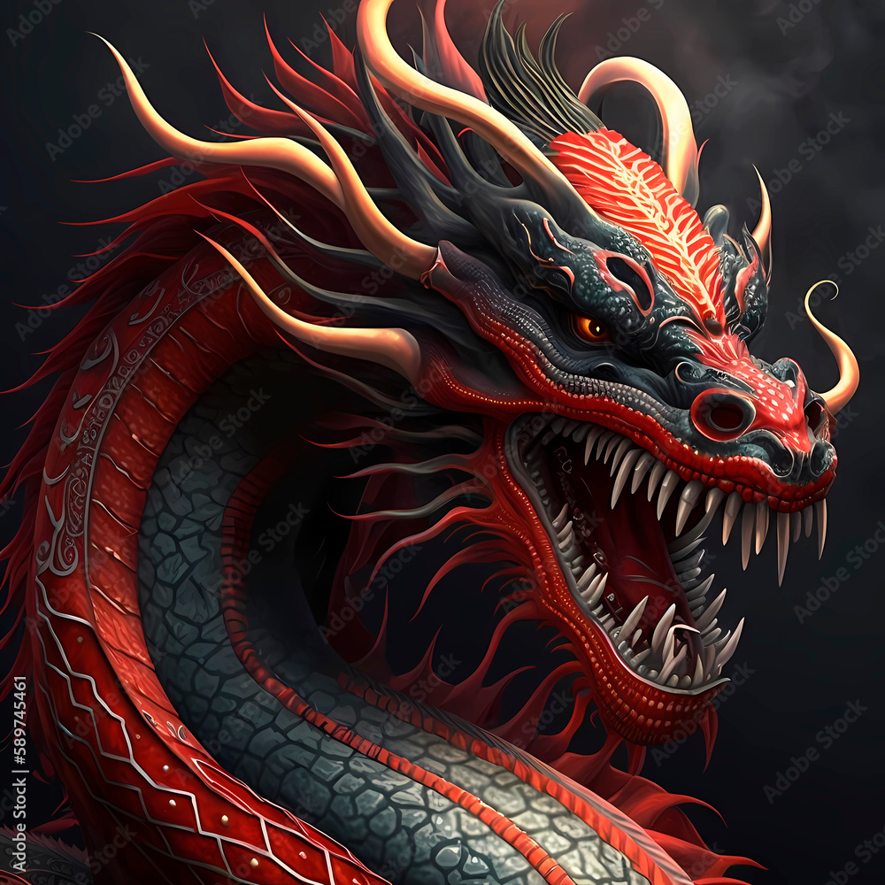 Chinese dragon. Year of the dragon. AI generation