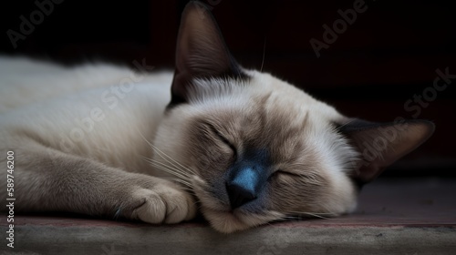 Sleepy Siamese Taking a Nap