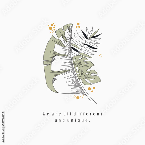 We are all different and unique typography slogan for t shirt printing, tee graphic design, vector illustration.