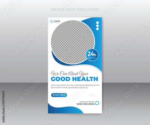 Medical doctor healthcare timeline story social media design template