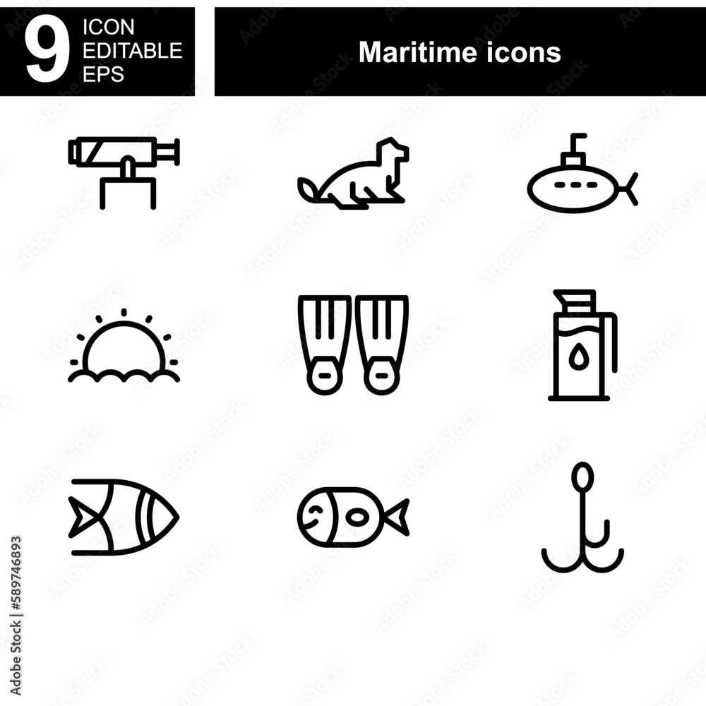 Fototapeta premium maritime icon or logo isolated sign symbol vector illustration - Collection of high quality black style vector icons 