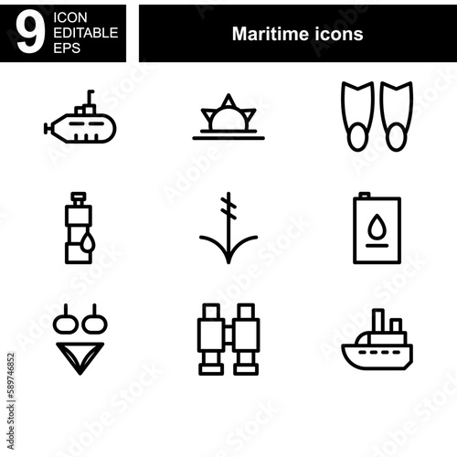 maritime icon or logo isolated sign symbol vector illustration - Collection of high quality black style vector icons 
