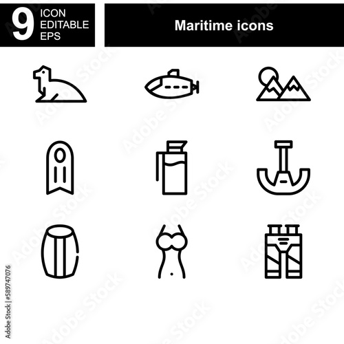 maritime icon or logo isolated sign symbol vector illustration - Collection of high quality black style vector icons 
