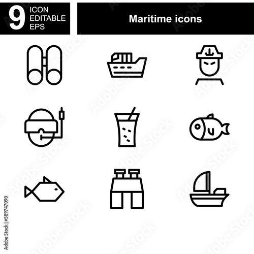 maritime icon or logo isolated sign symbol vector illustration - Collection of high quality black style vector icons 
